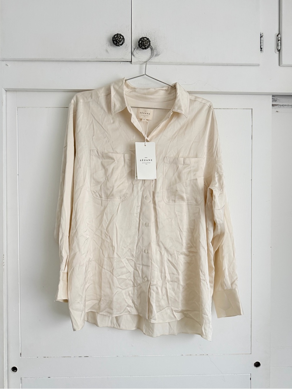 Sezane Maxence Cream Blouse